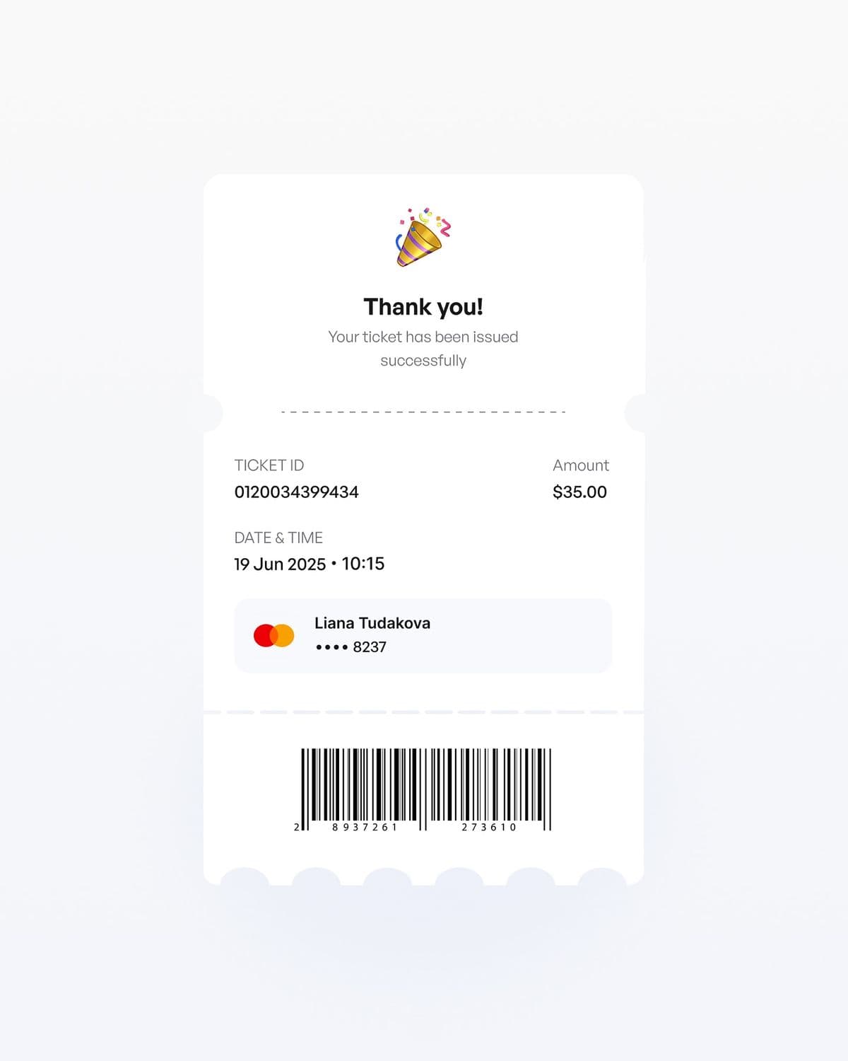 Ticket confirmation
